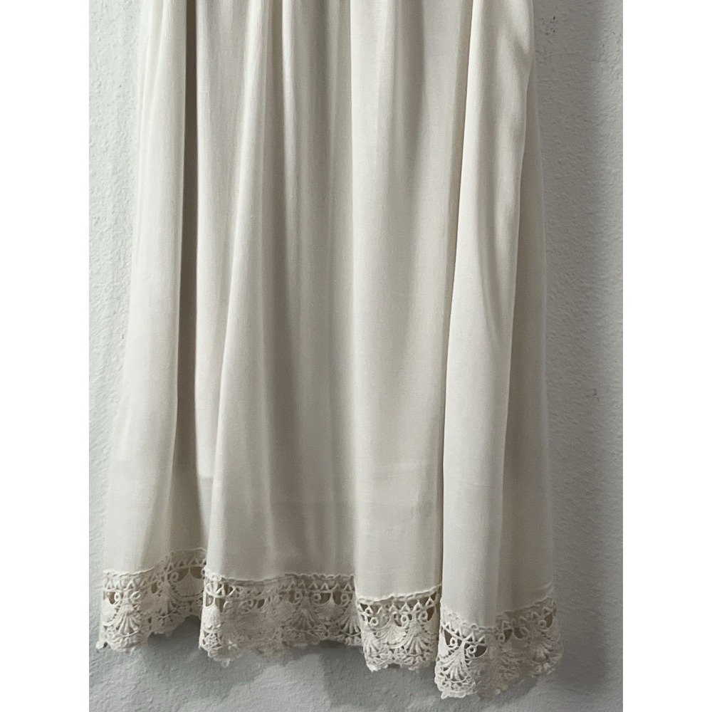 Hint of Mint Women's Crinkle Gauze Crotchet Mock Neck Sleepless Dress Size L - Picture 3 of 7